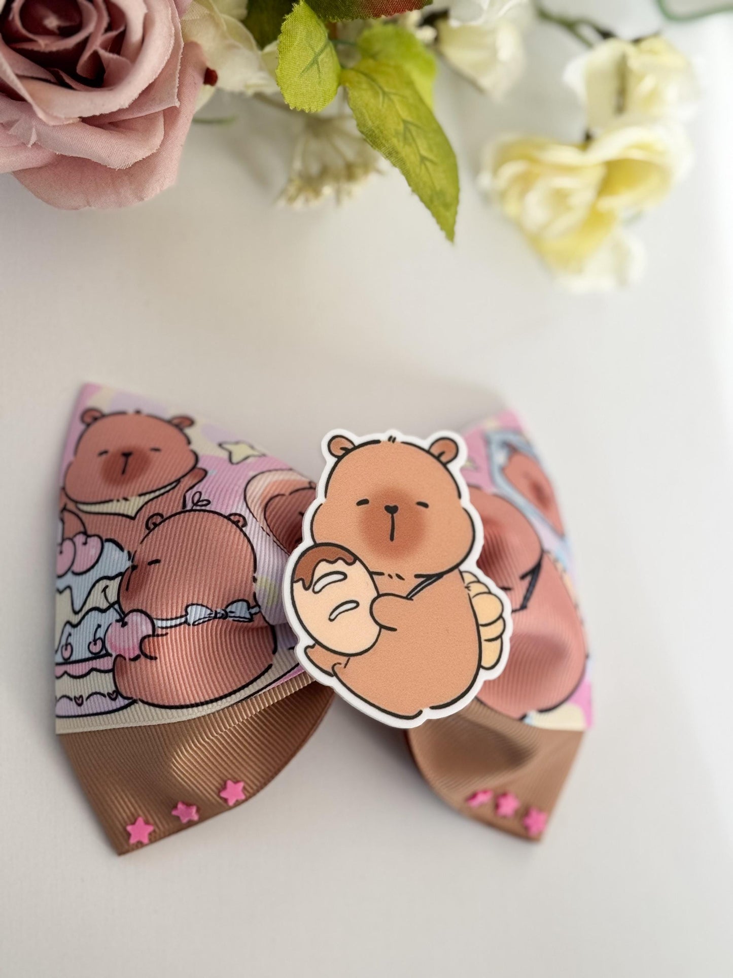 Capybara bows. Ribbon bows, Hair bow, Hair accessories , trending birthday gift , accessories, handmade bows, lazos