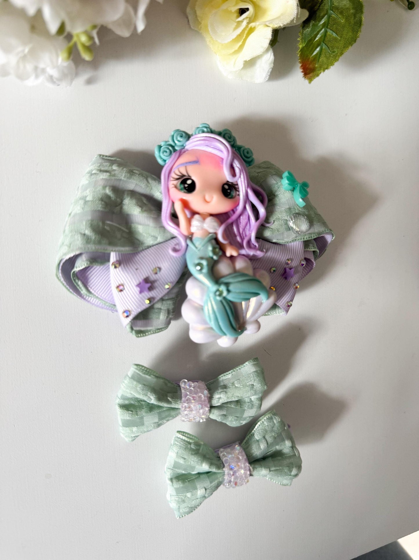 Mermaid bow. Mermaid birthday accessories , Hair bow, handmade bows, lazos. Summer bows