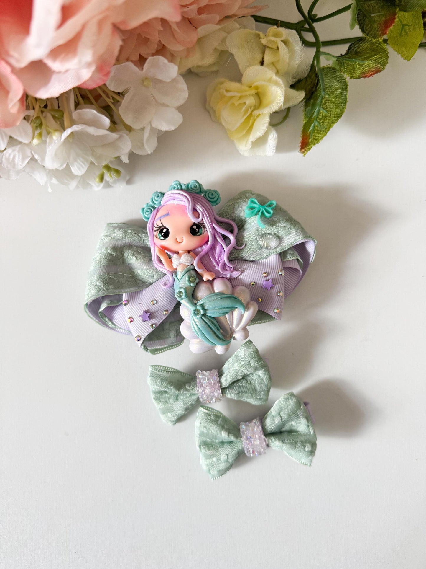 Mermaid bow. Mermaid birthday accessories , Hair bow, handmade bows, lazos. Summer bows