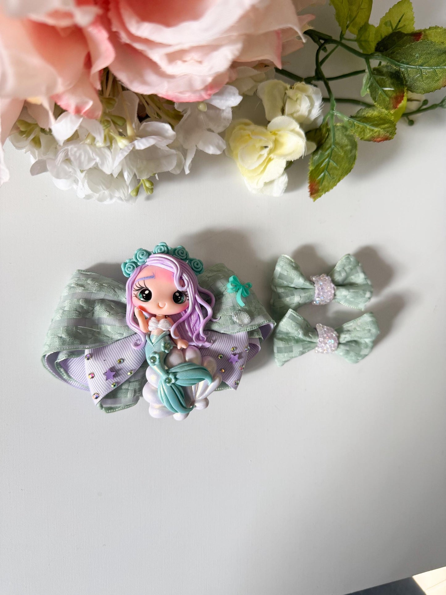 Mermaid bow. Mermaid birthday accessories , Hair bow, handmade bows, lazos. Summer bows