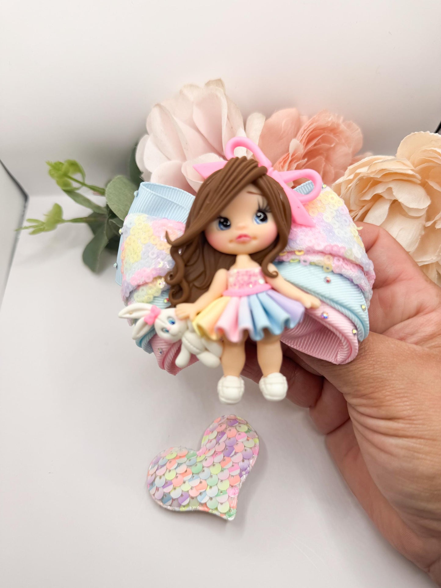 Easter bow , bow and clip set, bow and clips , bows, Easter accessories, gift for girls, handmade, Easter basket stuffing