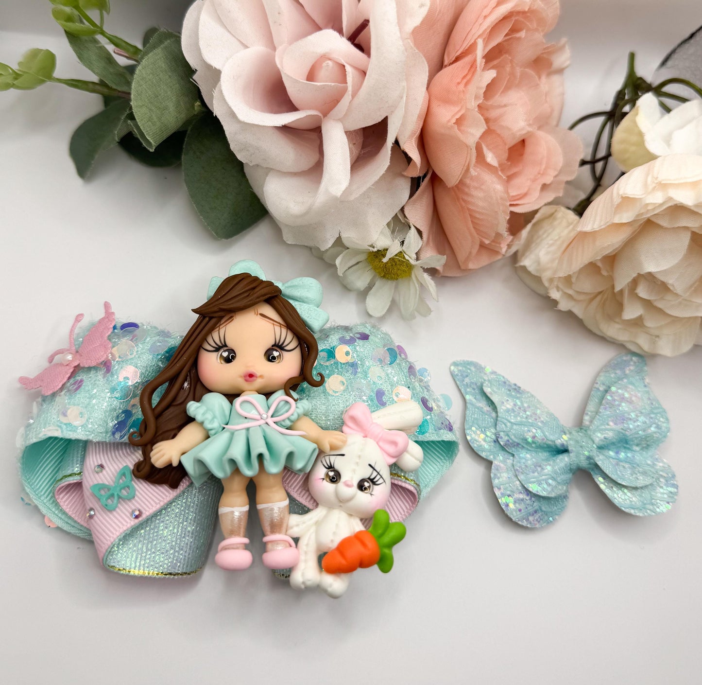 Easter bow , bow and clip set, bow and clips , bows, Easter accessories, gift for girls, handmade, Easter basket stuffing