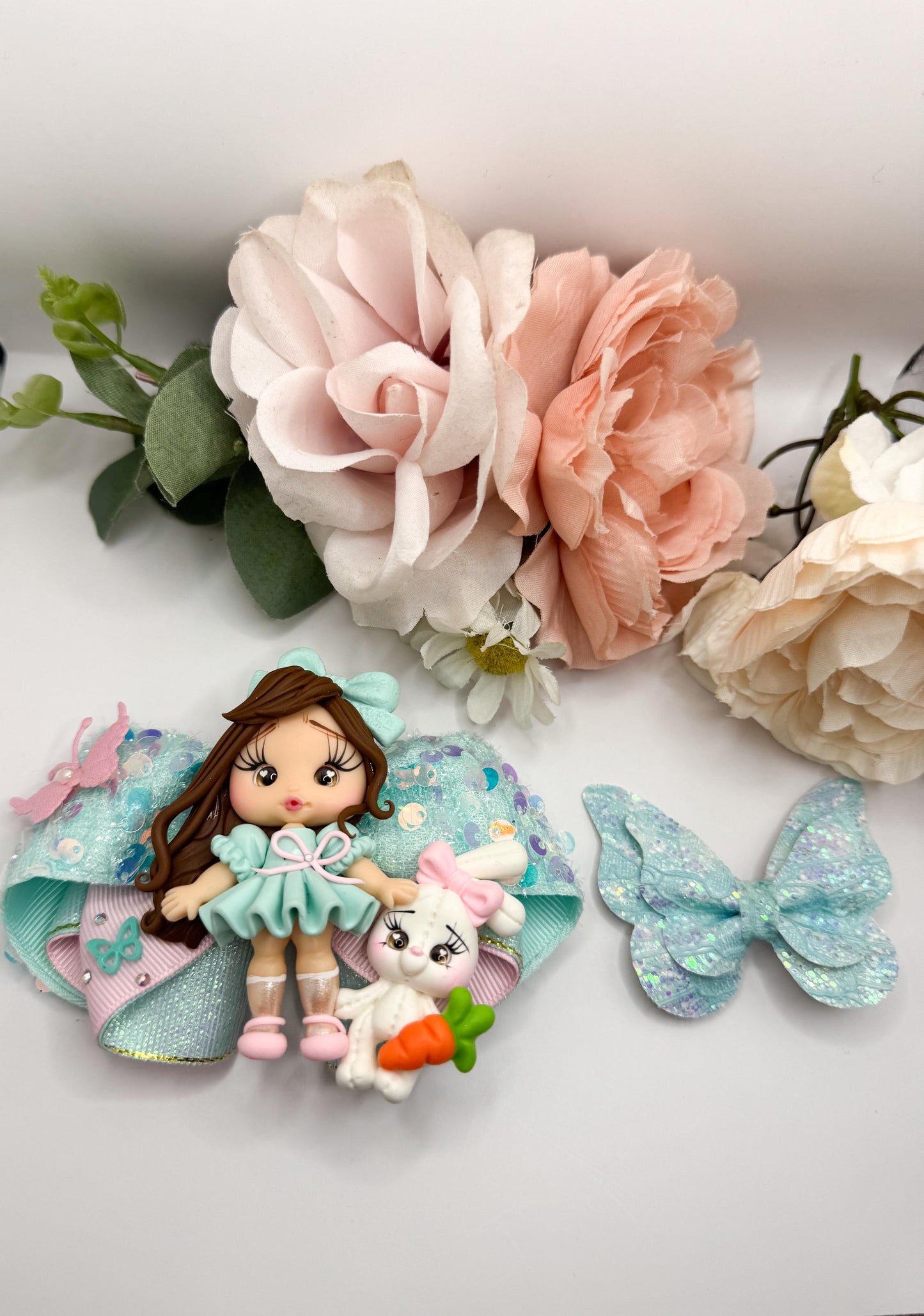 Easter bow , bow and clip set, bow and clips , bows, Easter accessories, gift for girls, handmade, Easter basket stuffing