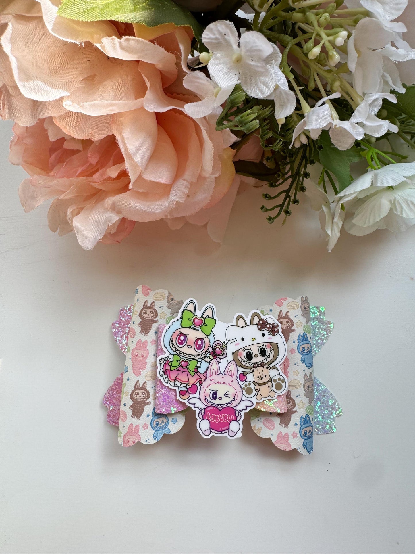 Labubu bows. bow , Hair bow, Hair accessories , cute monsters bows , handmade accessories, lazos ,
