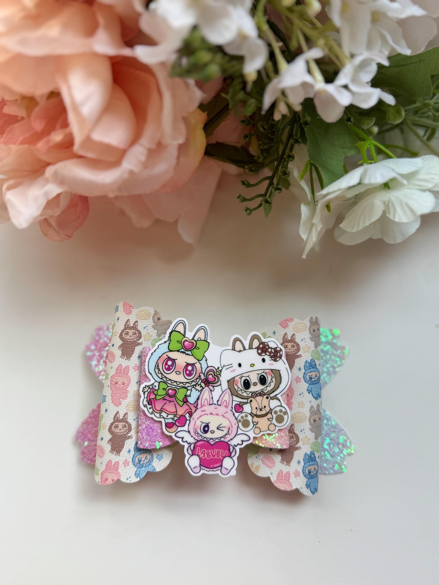 Labubu bows. bow , Hair bow, Hair accessories , cute monsters bows , handmade accessories, lazos ,