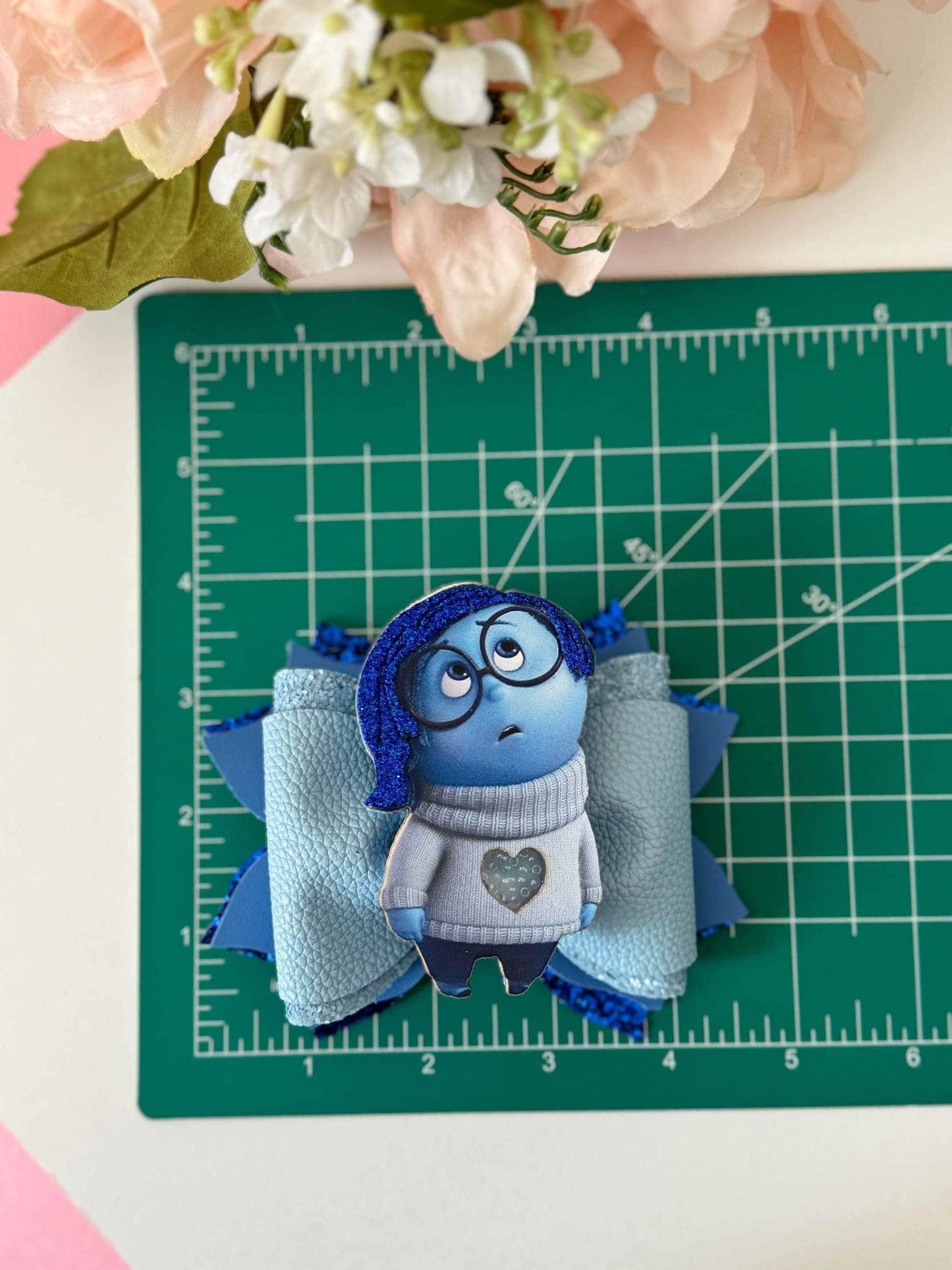 Sadness bow. Character bows, emotion bows, Hair bow, Hair accessories , emotion birthday gift , handmade bows, feeling characters
