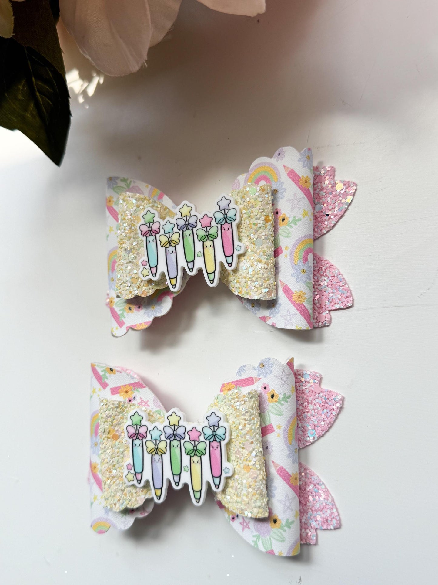Back to school bows, bows, bow set, lazos, piggie bows, girl accessory, handmade, girl