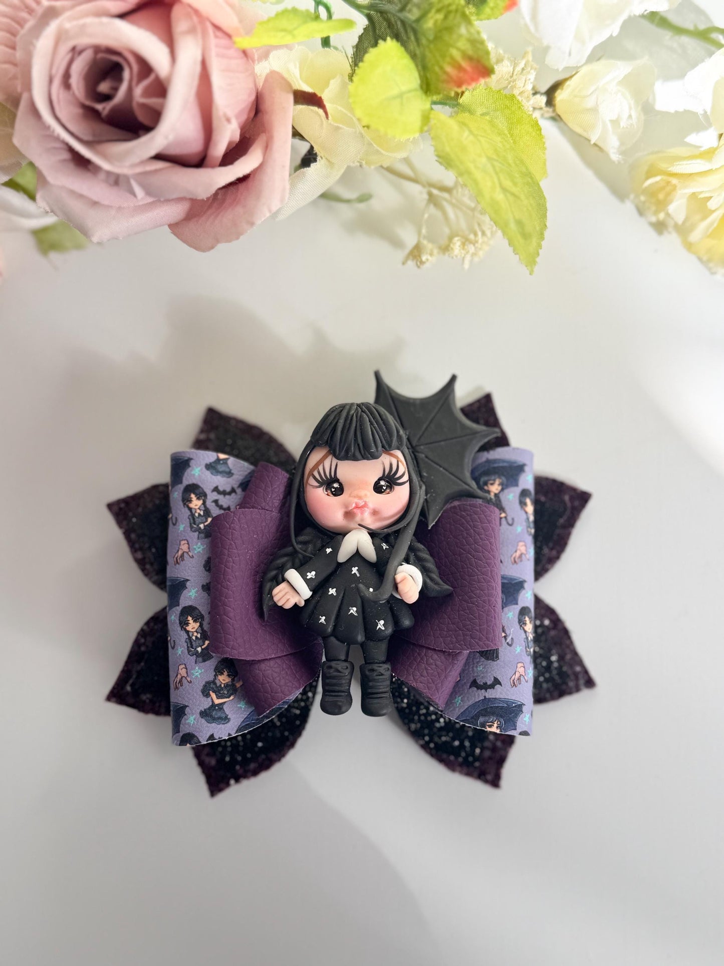 Wednesday bows . Character bows, bows, Hair bow, Hair accessories , handmade bows , tv characters bow
