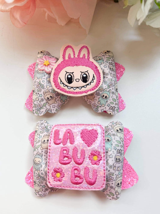 Labubu piggie set, bows, accesorios, hair bows, labubu accessories, handmade , piggies bows