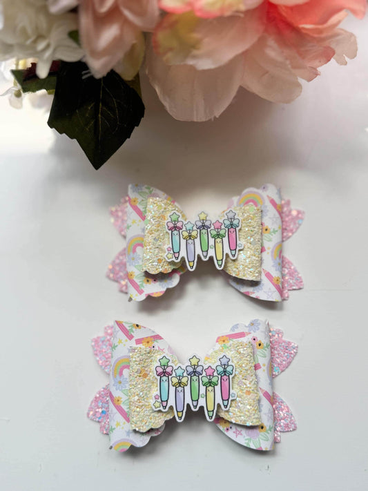 Back to school bows, bows, bow set, lazos, piggie bows, girl accessory, handmade, girl