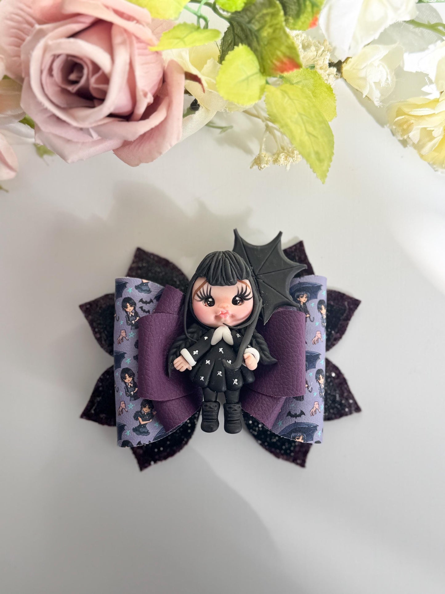 Wednesday bows . Character bows, bows, Hair bow, Hair accessories , handmade bows , tv characters bow