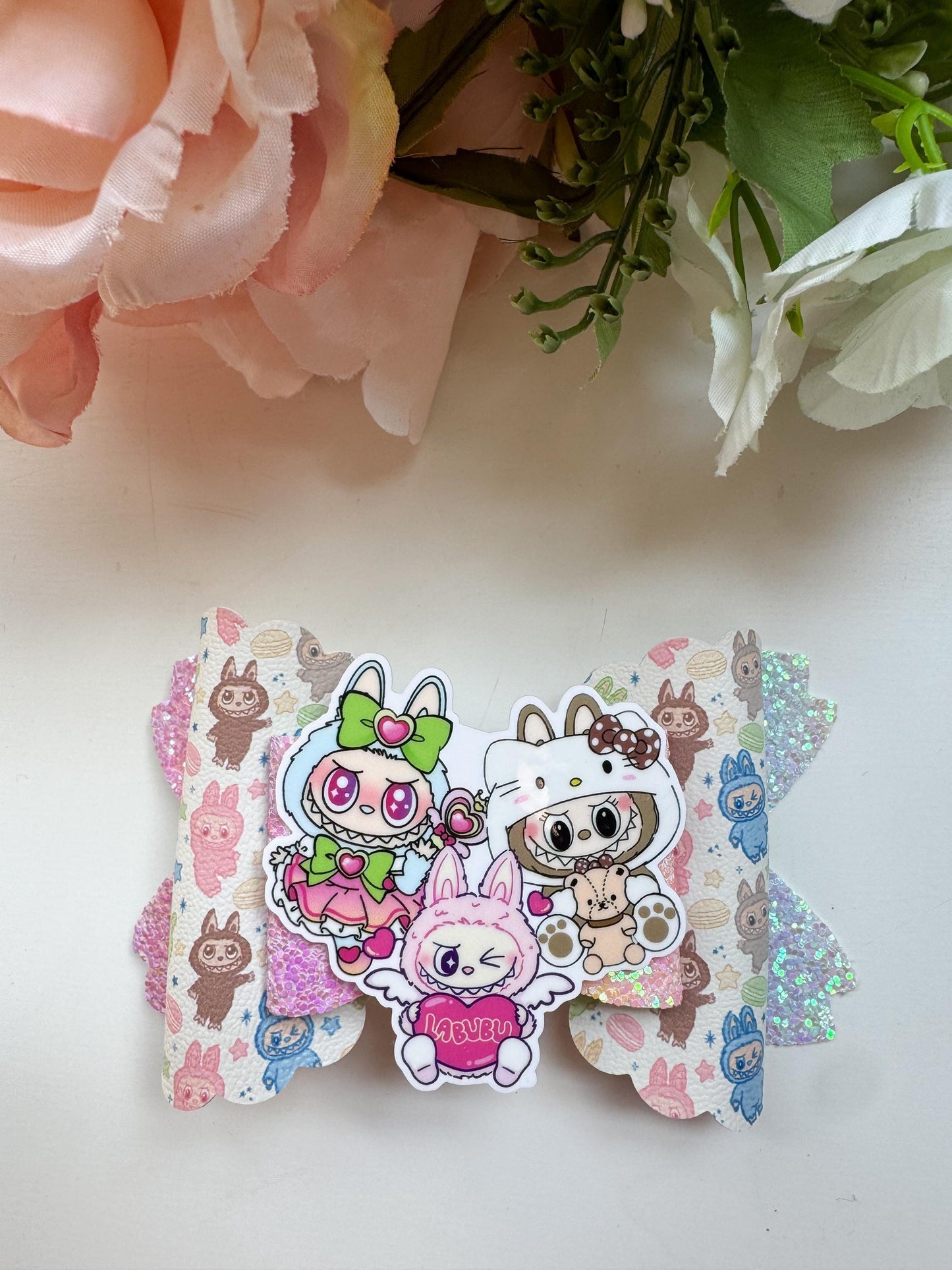 Labubu bows. bow , Hair bow, Hair accessories , cute monsters bows , handmade accessories, lazos ,