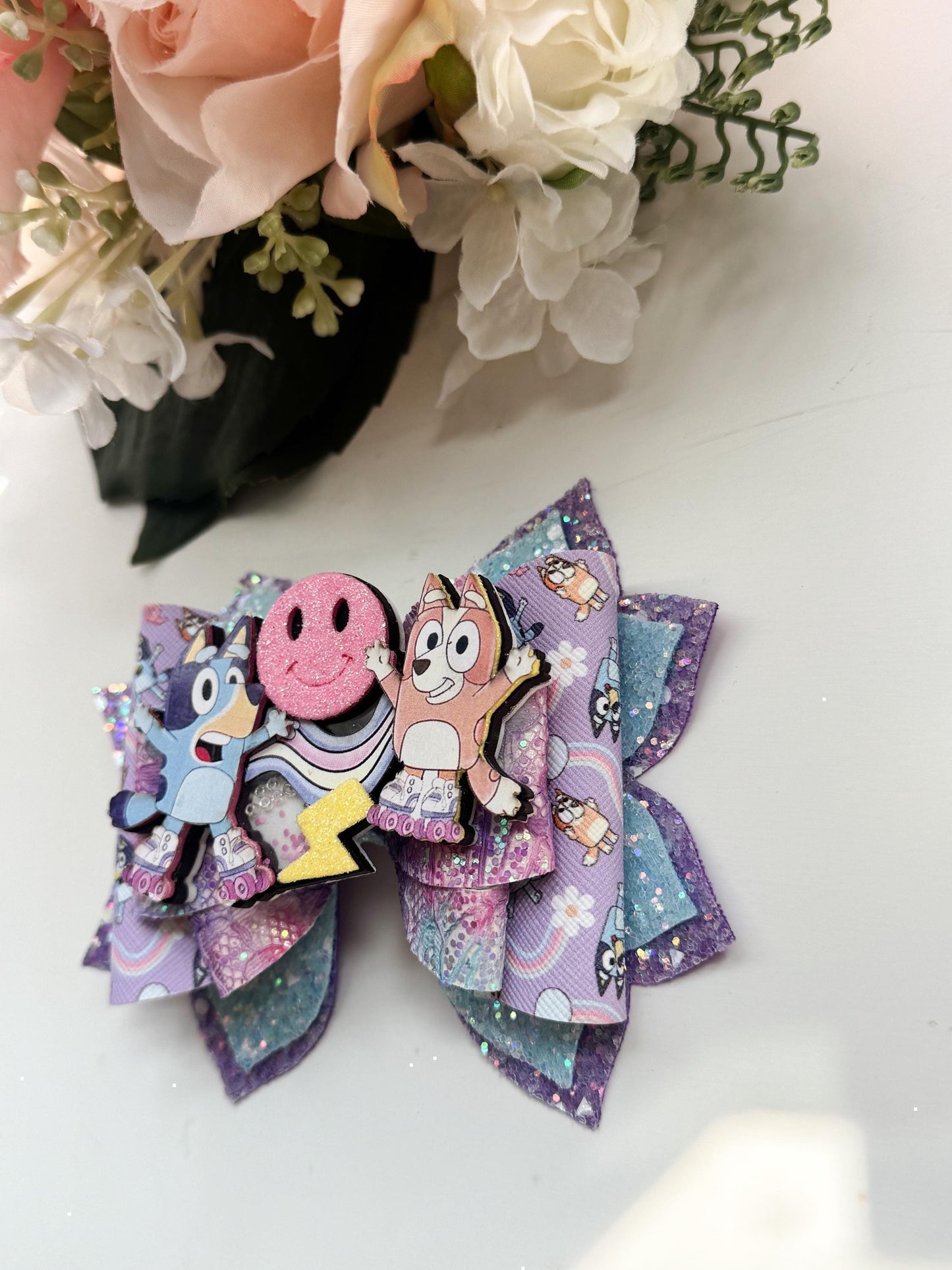 Blue dog bow. Character bows, bows, Hair bow, Hair accessories , blue dog birthday gift , blue dog accessories, handmade bows