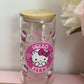 Hello cat 16 oz glass cup