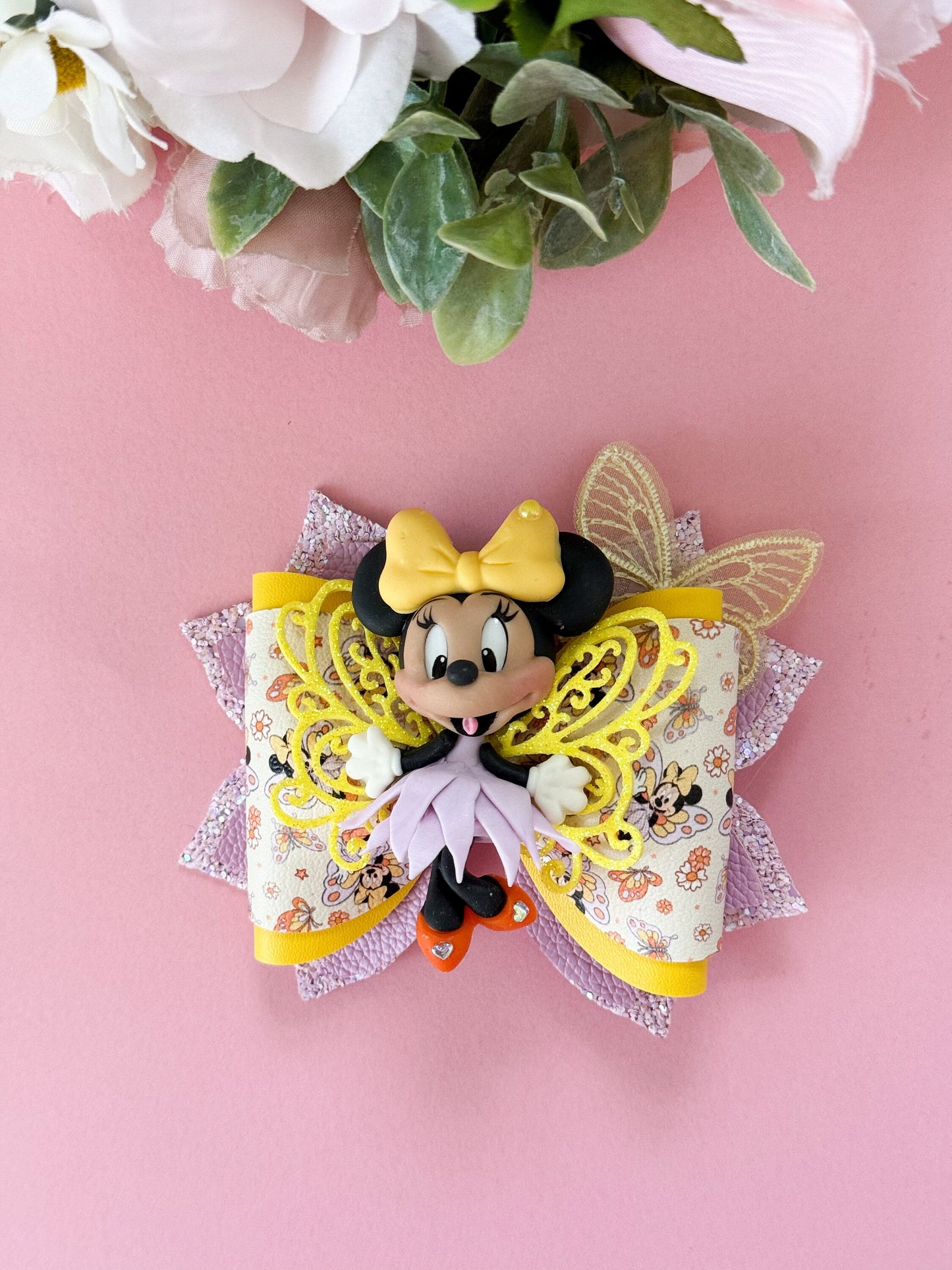 Spring bow, butterfly bow , mouse bow, minnie bow, mouse girl birthday, girl birthday spring theme , fairy bow , fairy birthday