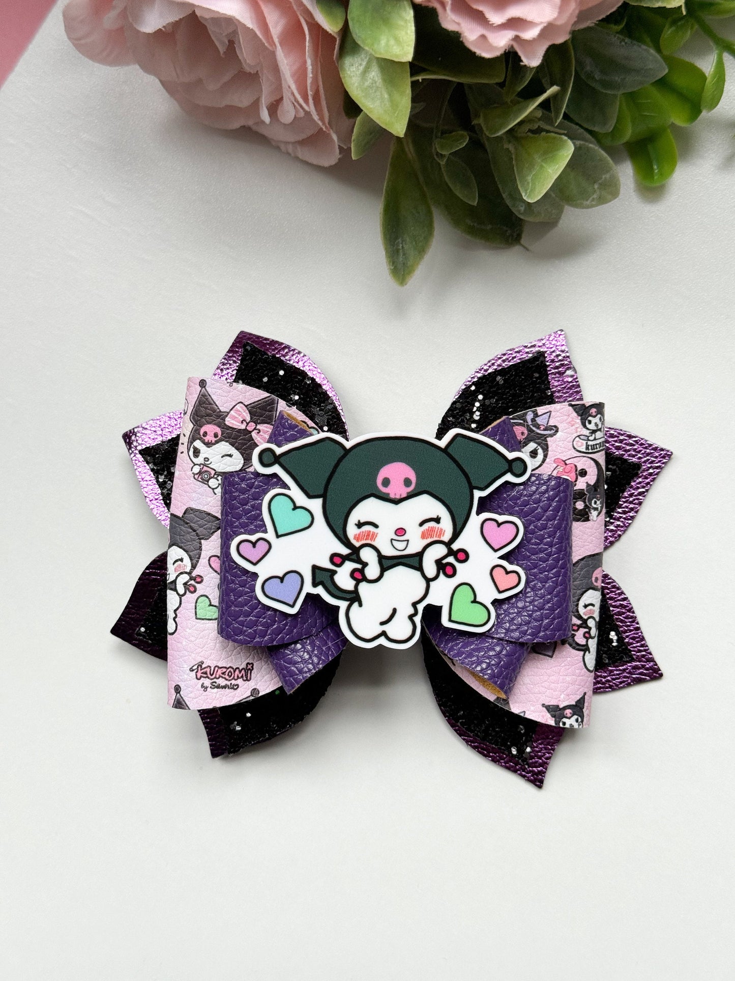 Hello cat friend bow  , Characters bows, bows, Hair bow, kuromi , hk friends bows,lazos, girls gift