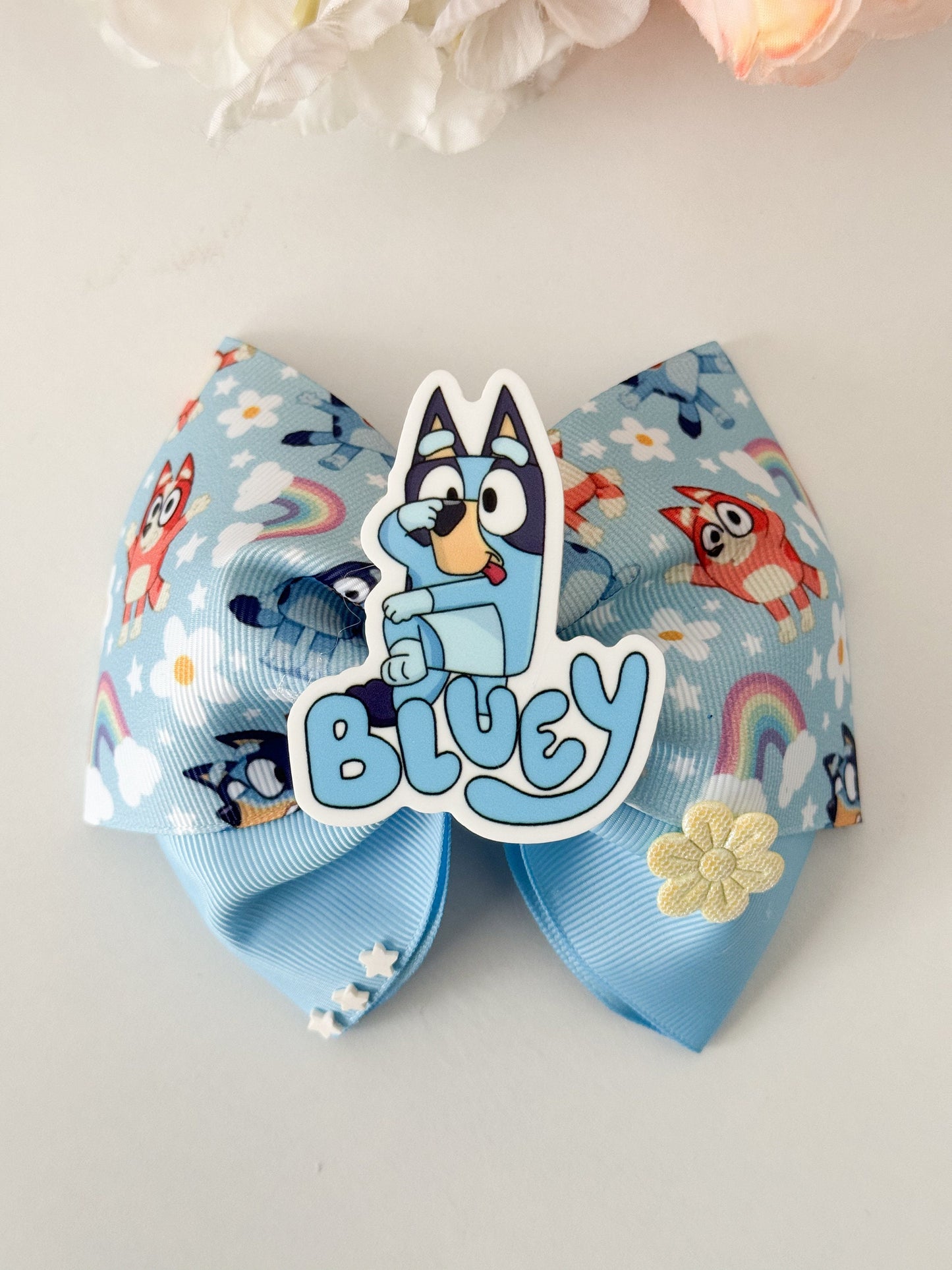 Blue dog bow. Ribbon bows, Hair bow, Hair accessories , blue dog birthday gift , blue dog accessories, handmade bows, lazos