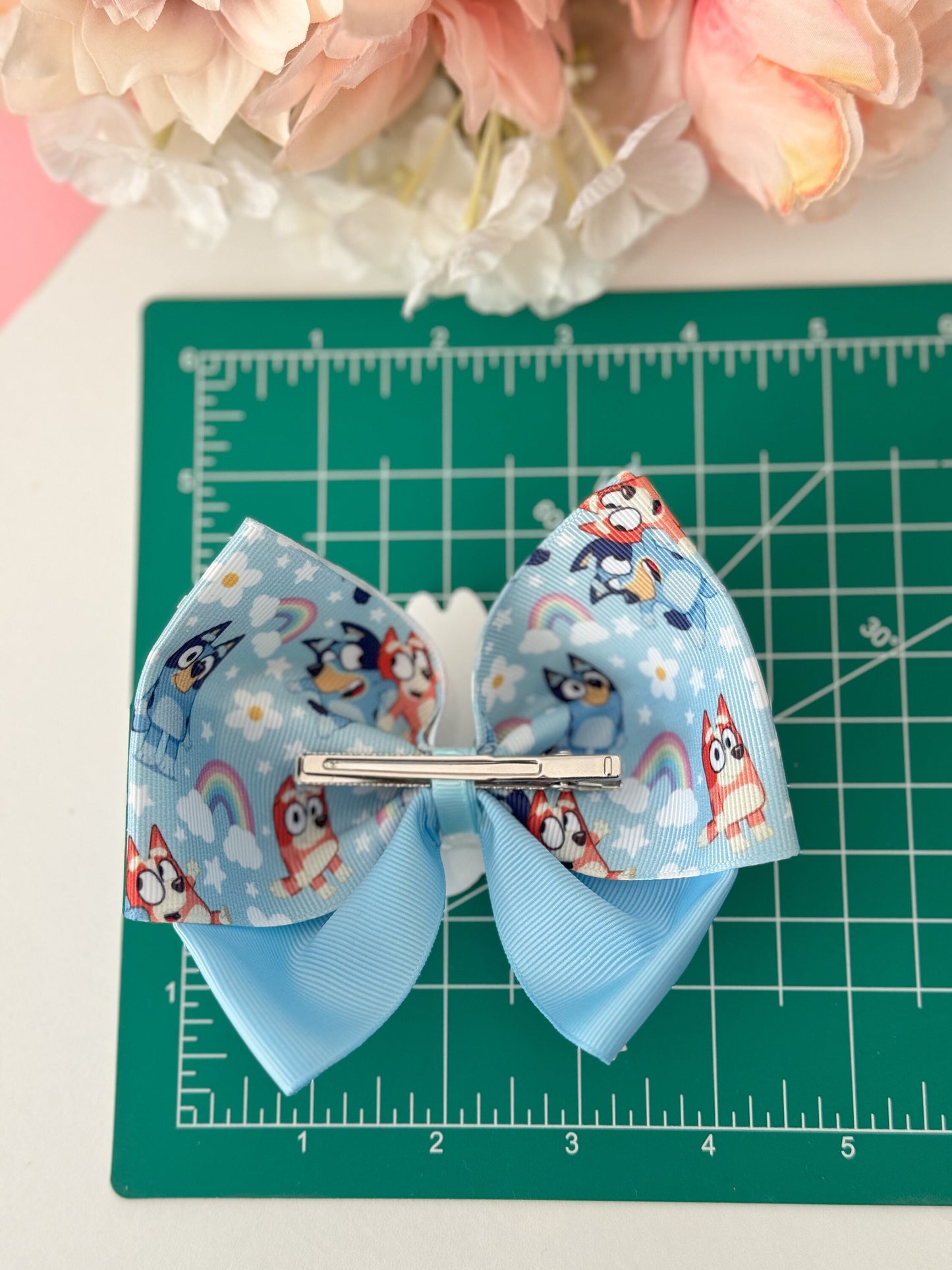 Blue dog bow. Ribbon bows, Hair bow, Hair accessories , blue dog birthday gift , blue dog accessories, handmade bows, lazos