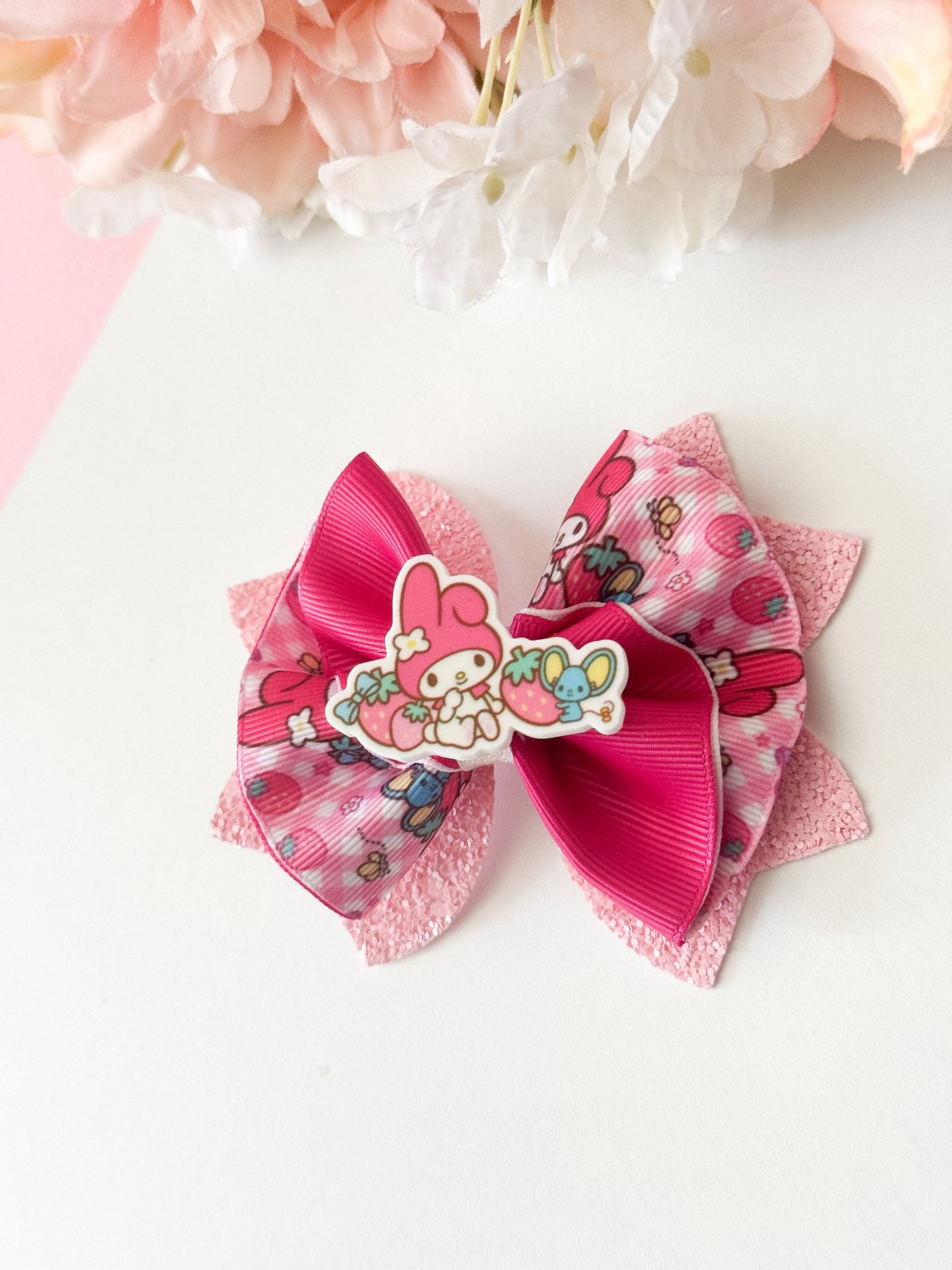 Melody bow. Character bows, melody birthday,Hair bow, Hair accessories , birthday gift ,  accessories, handmade bows, lazos,melody accessori