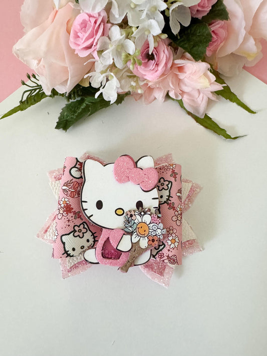 Hello cat bow  , Characters bows, bows, Hair bow, cat bow , kitty birthday, kitty bows, hello cat accessories, lazos