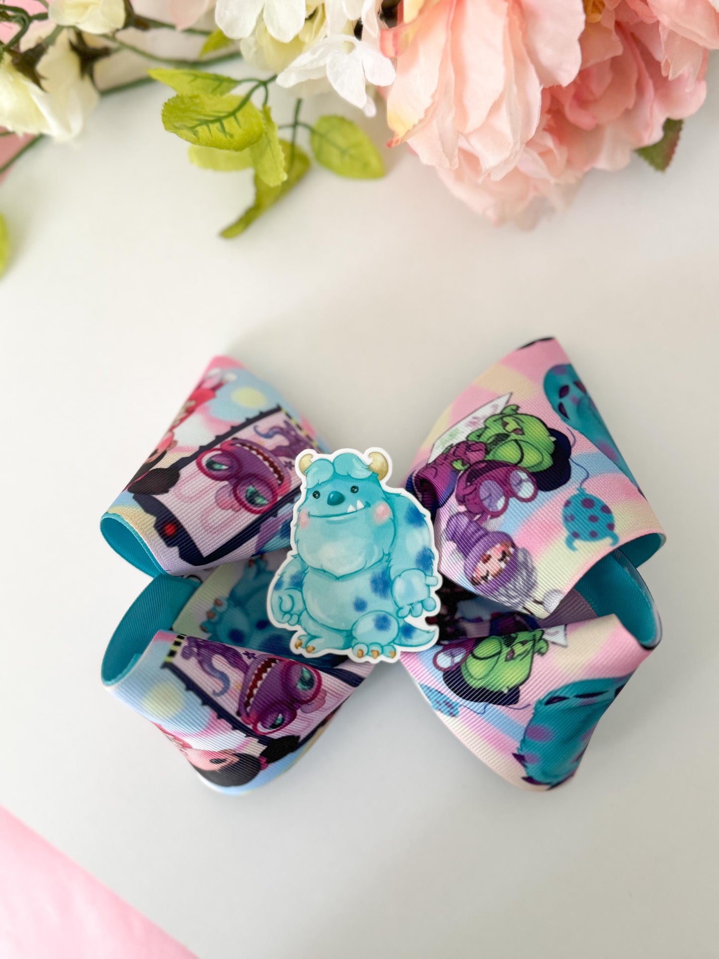 jumbo bow, monsters bow ,bow, Boutique bow for girls, Character bows, birthday party bow, boo bows