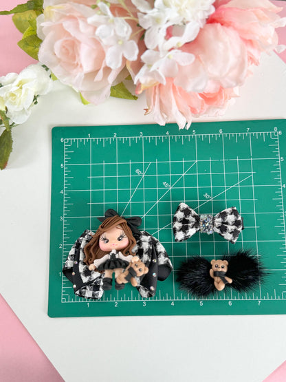 Bow set , bow and clip set, bow and clips , bows, accessories, gift for girls, handmade,