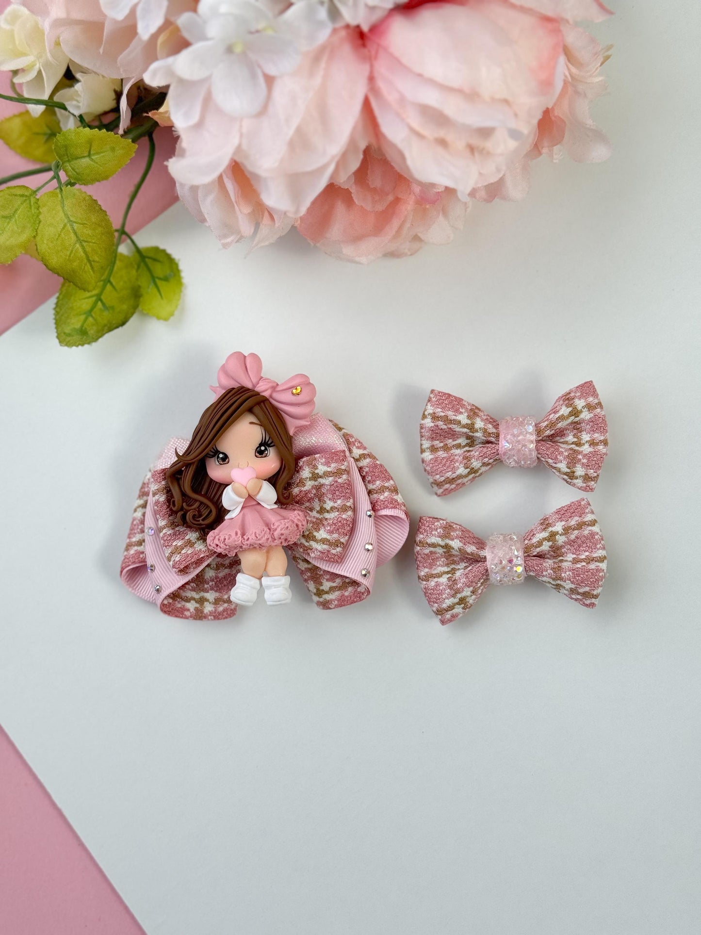 Bow set , bow and clip set, bow and clips , bows, accessories, gift for girls, handmade, luxury bow, ribbon bows