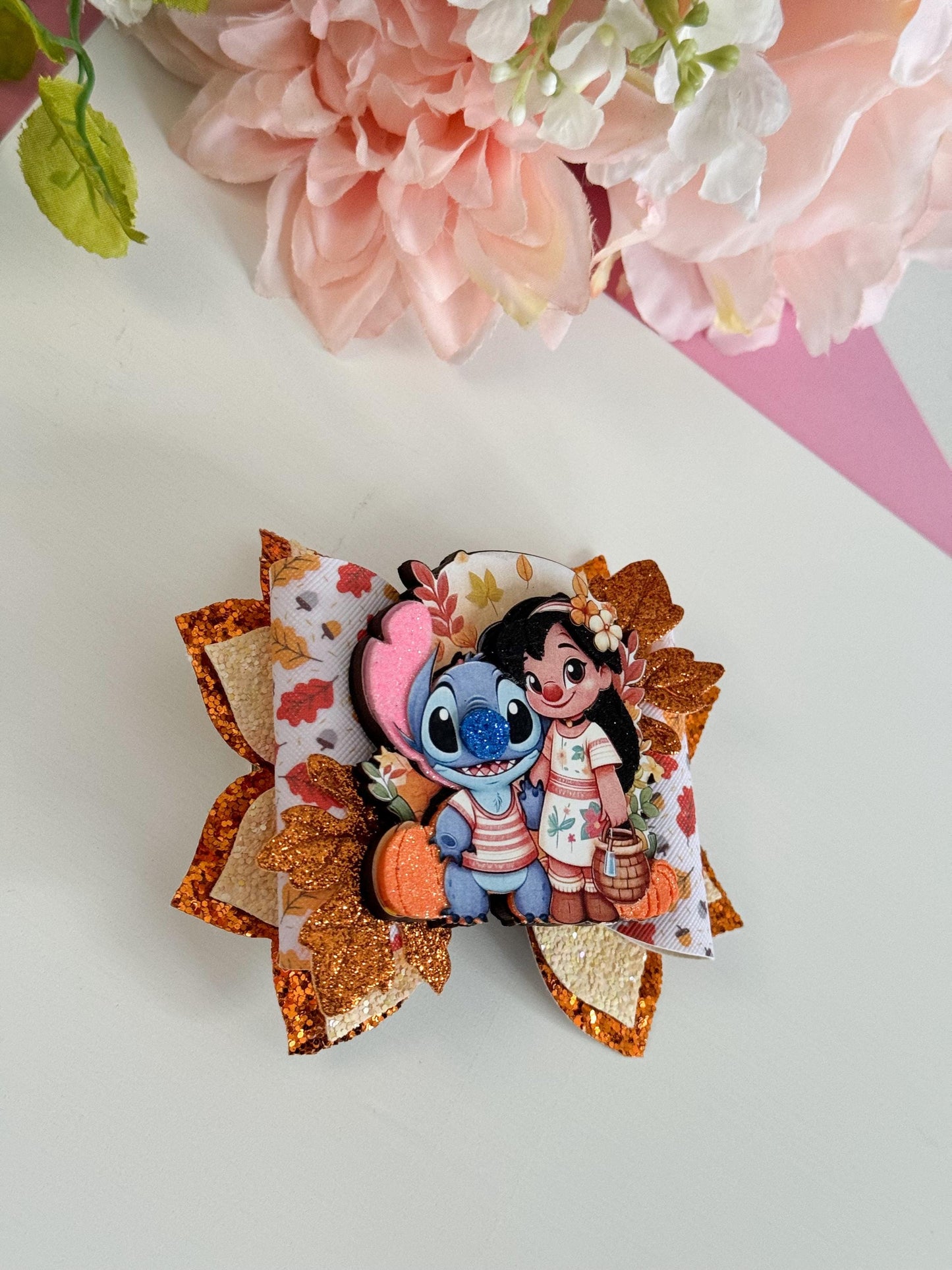 Stitch bow, Fall bows, bows, Hair bow, Hair accessories, birthday gift, Lazos, unique bows, handmade bows, stitch birthday