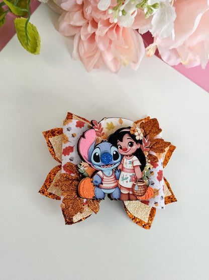 Stitch bow, Fall bows, bows, Hair bow, Hair accessories, birthday gift, Lazos, unique bows, handmade bows, stitch birthday