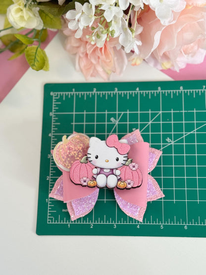 Hello cat bow  , fall bows,Characters bows, bows, Hair bow, cat bow , kitty accessories , kitty bows, hello cat accessories, lazos