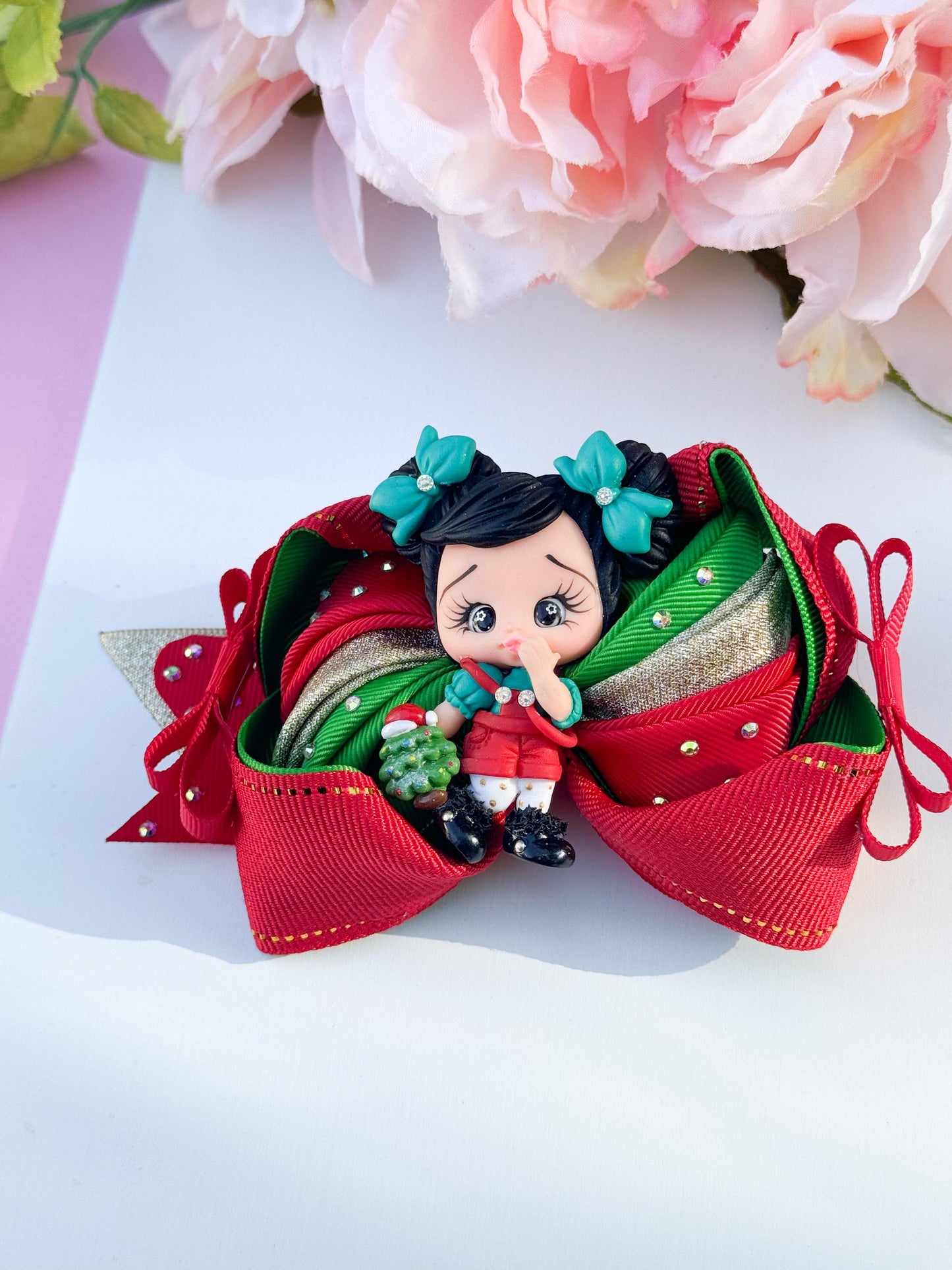 Christmas bow, Christmas handmade, Christmas gift ,bows, handmade gift for girls. Beautiful bows, lazos, Christmas present