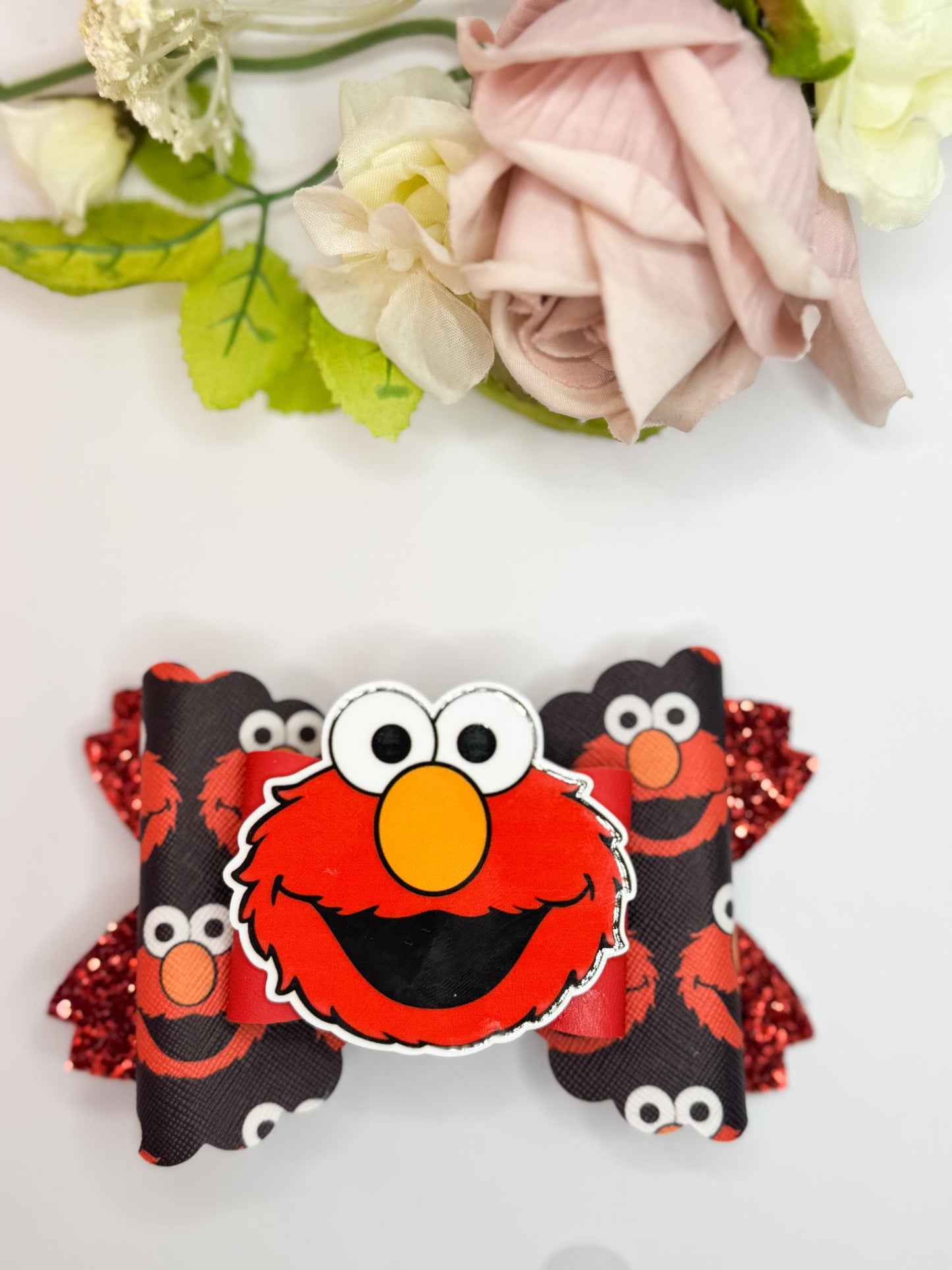 Elmo bow. Character bows, bows, Hair bow, Hair accessories , Elmo birthday gift , Sesame Street accessories, handmade bows