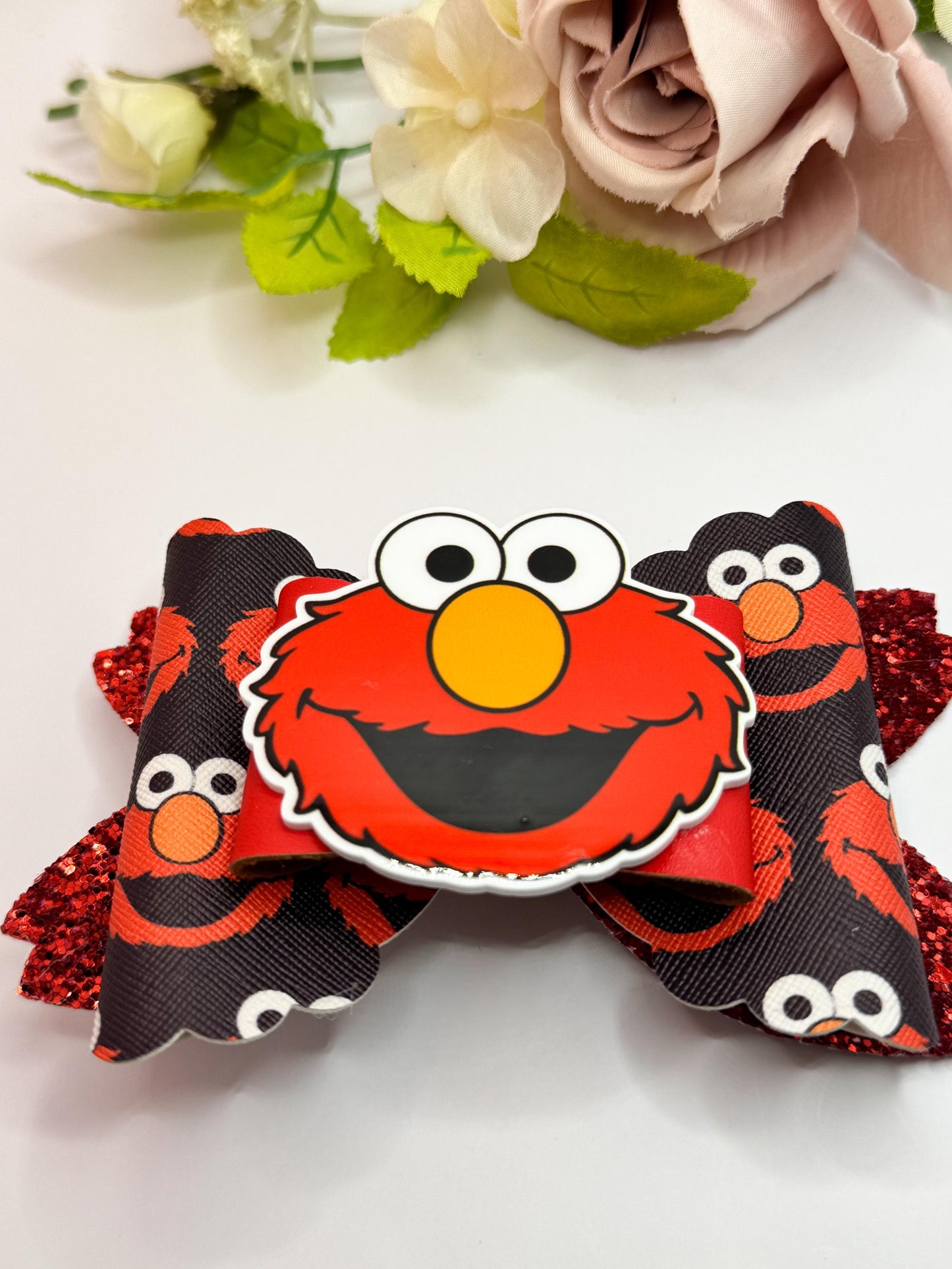 Elmo bow. Character bows, bows, Hair bow, Hair accessories , Elmo birthday gift , Sesame Street accessories, handmade bows