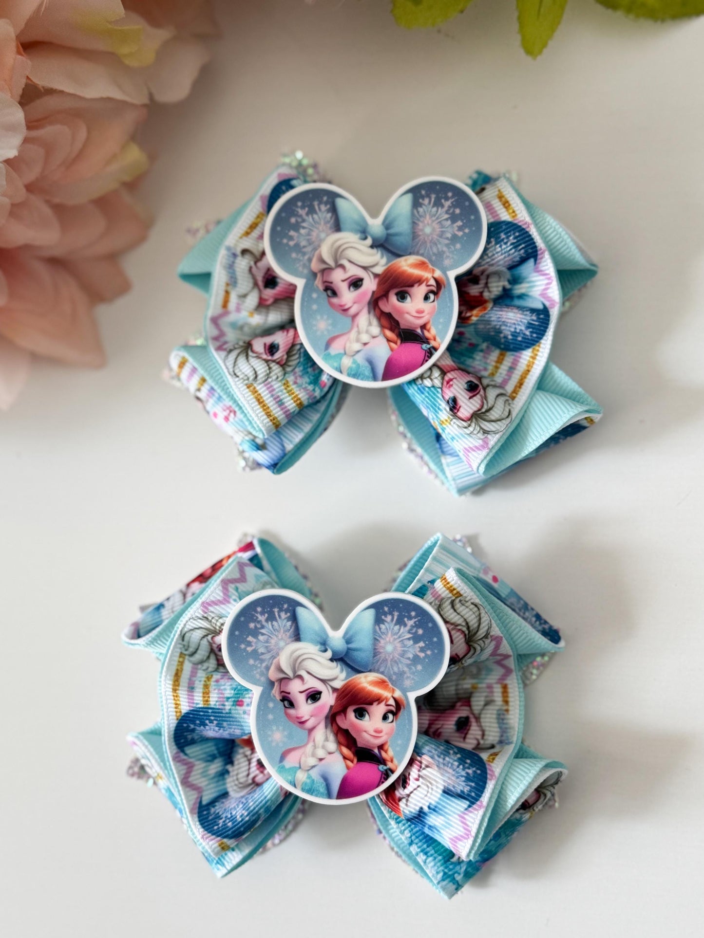 Bows , Piggies Bows, frozen bows , princess , handmade accessories, piggies bows