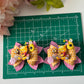 Bows. Theme bows . Character bows . lazos, bear  piggies bows, yellow bear birthday accessory