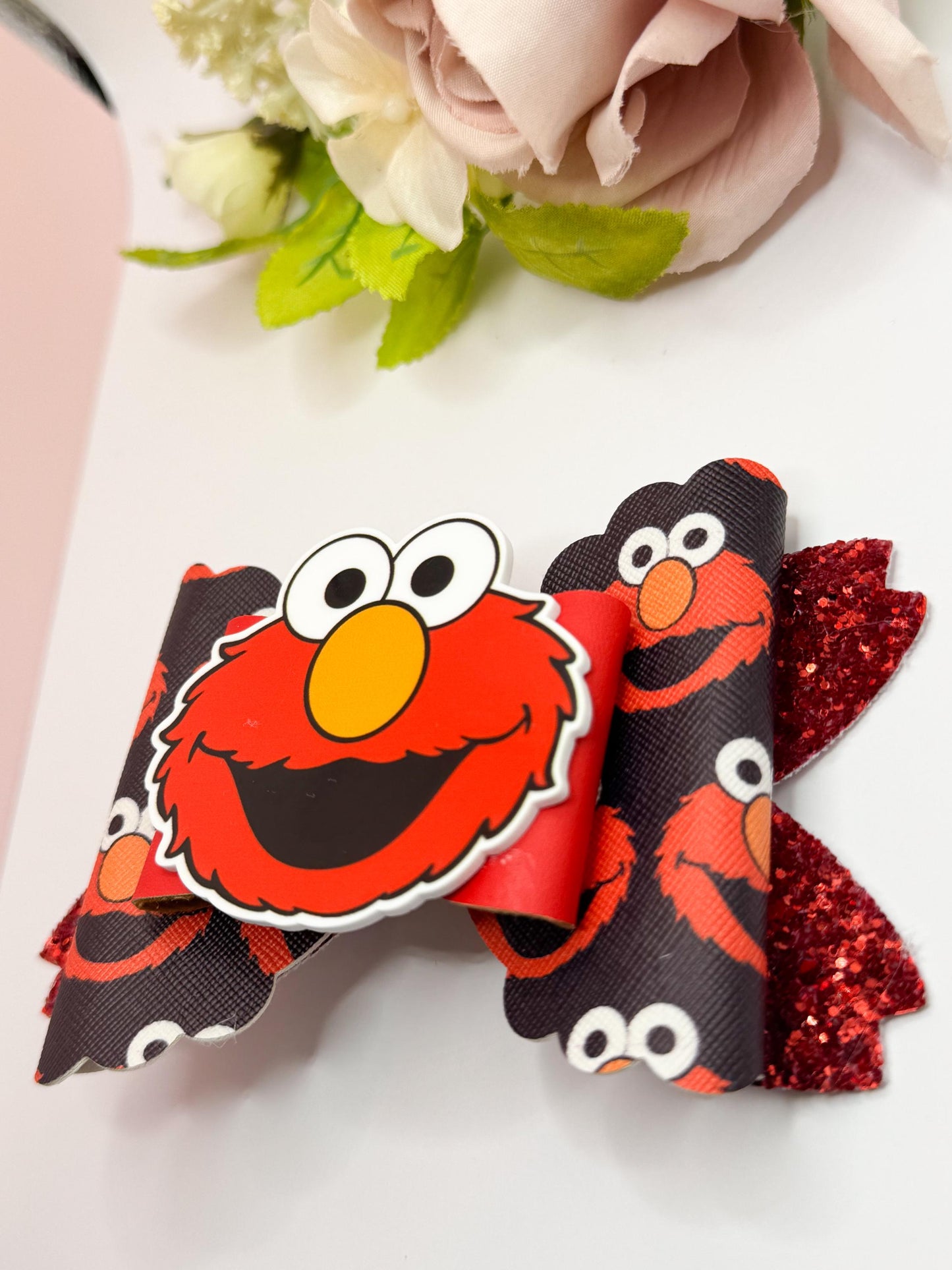 Elmo bow. Character bows, bows, Hair bow, Hair accessories , Elmo birthday gift , Sesame Street accessories, handmade bows