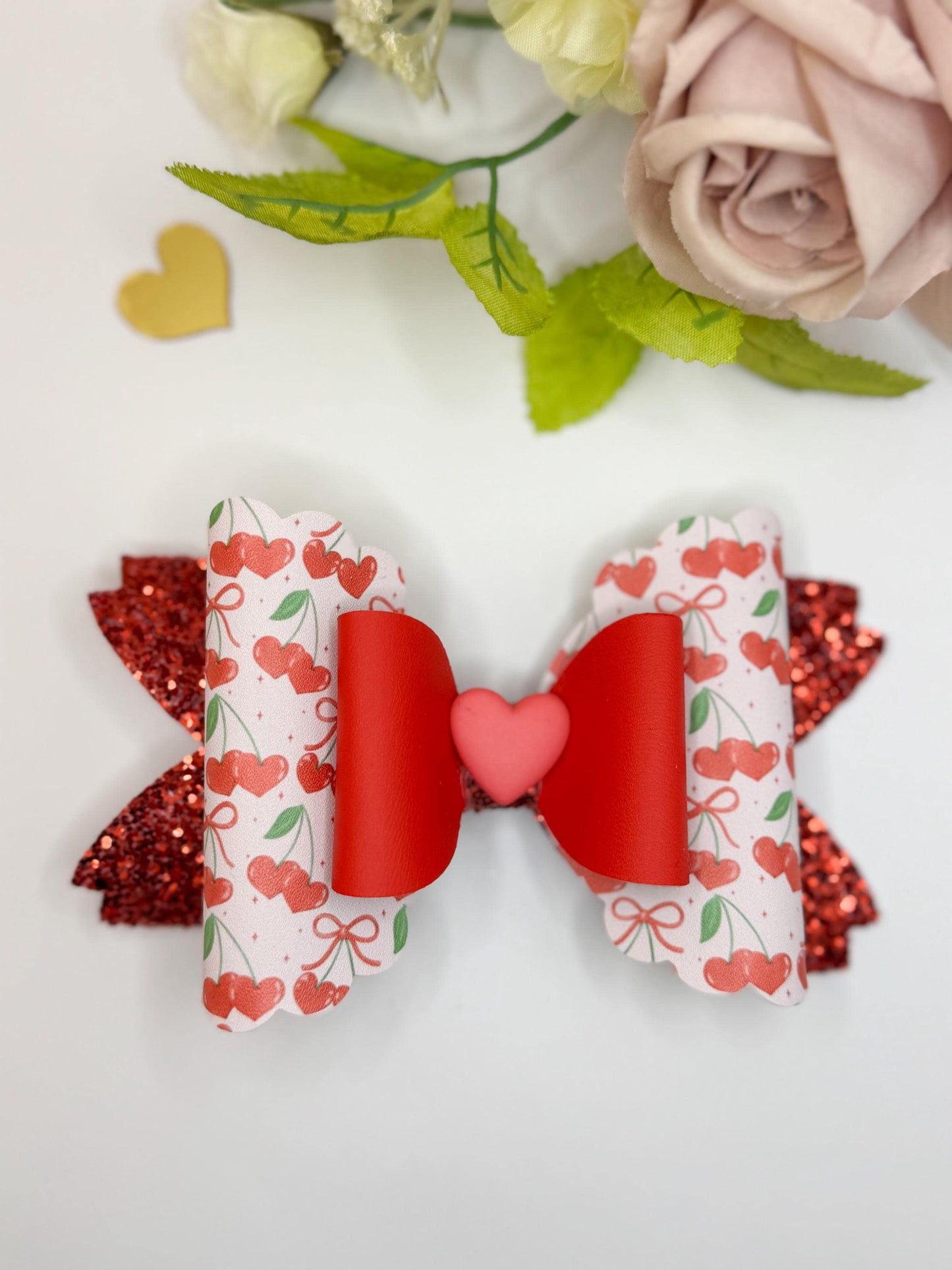 Valentines  bows, cherry bow, bows, lazos, girly bows, girl accessories, cherries print , valentines gift ideas