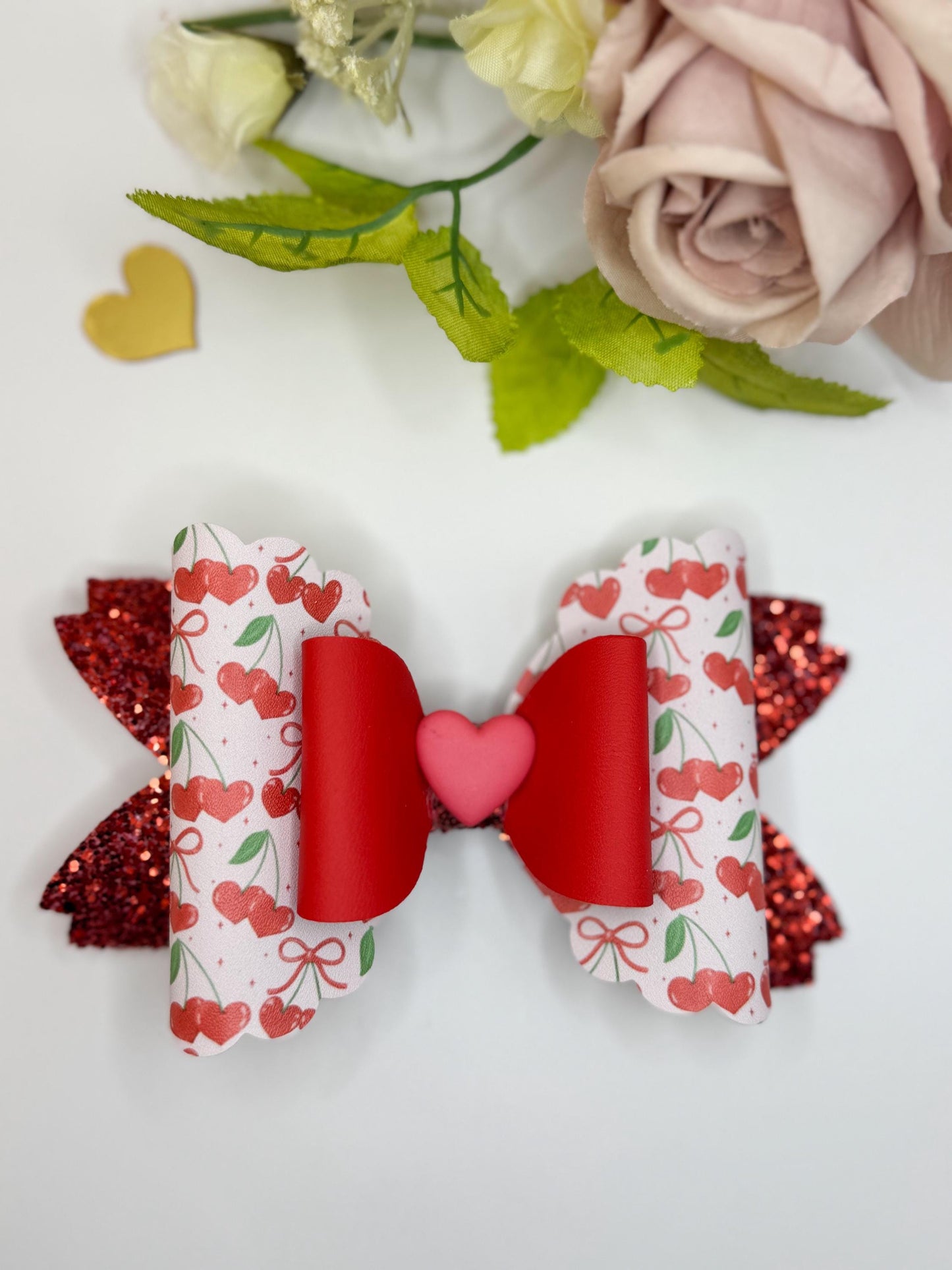 Valentines  bows, cherry bow, bows, lazos, girly bows, girl accessories, cherries print , valentines gift ideas