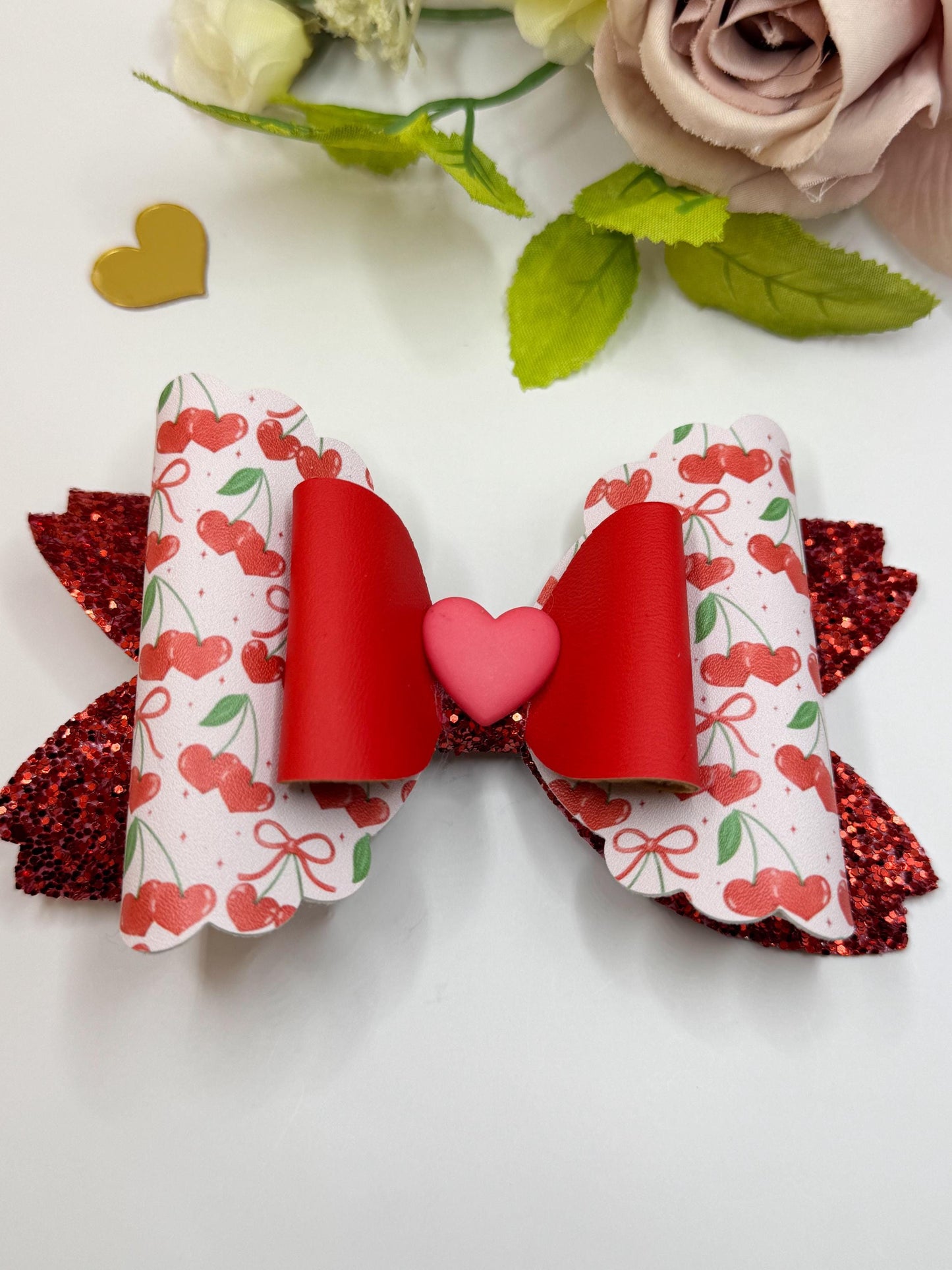 Valentines  bows, cherry bow, bows, lazos, girly bows, girl accessories, cherries print , valentines gift ideas