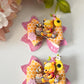 Bows. Theme bows . Character bows . lazos, bear  piggies bows, yellow bear birthday accessory