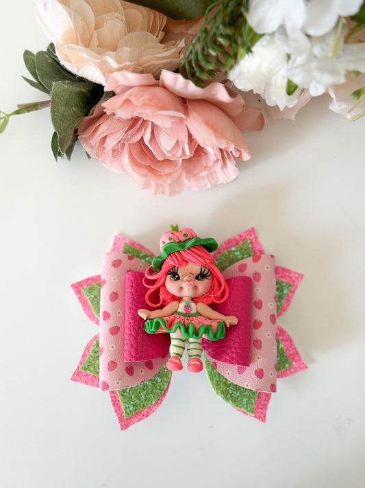 Strawberry character bow, bows, Hair bow, Hair accessories , strawberry girl birthday accessory,handmade bows, girl bows
