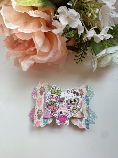 Labubu bows. bow , Hair bow, Hair accessories , cute monsters bows , handmade accessories, lazos ,