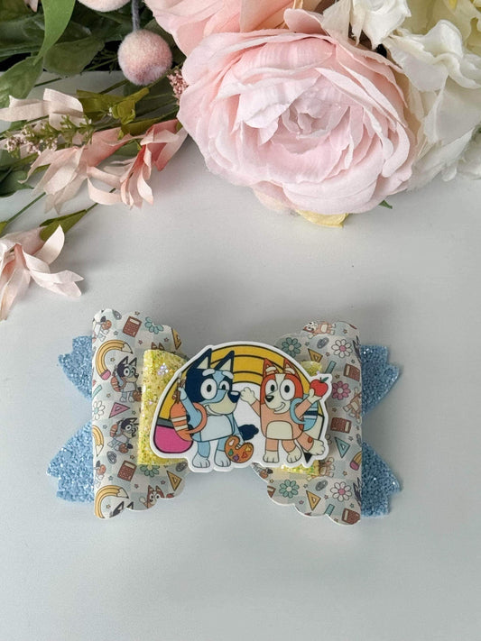 Back to school.Blue dog  bows, handmade accessories, girl bows , school accessories, blue dog accessories