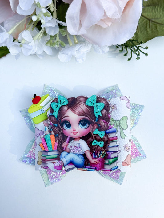 Back to school. Ms. Rachel  bows, handmade accessories, girl bows , school accessories, lazos. Ms Rachel birthday theme