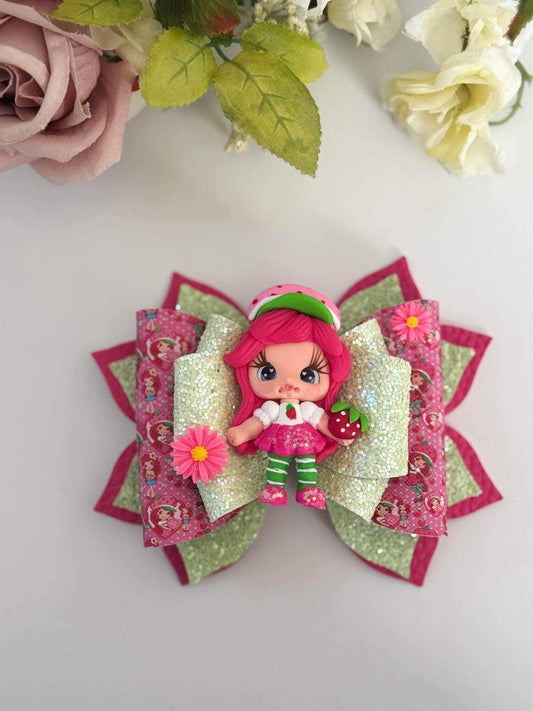 Strawberry character bow, bows, Hair bow, Hair accessories , strawberry girl birthday accessory,handmade bows