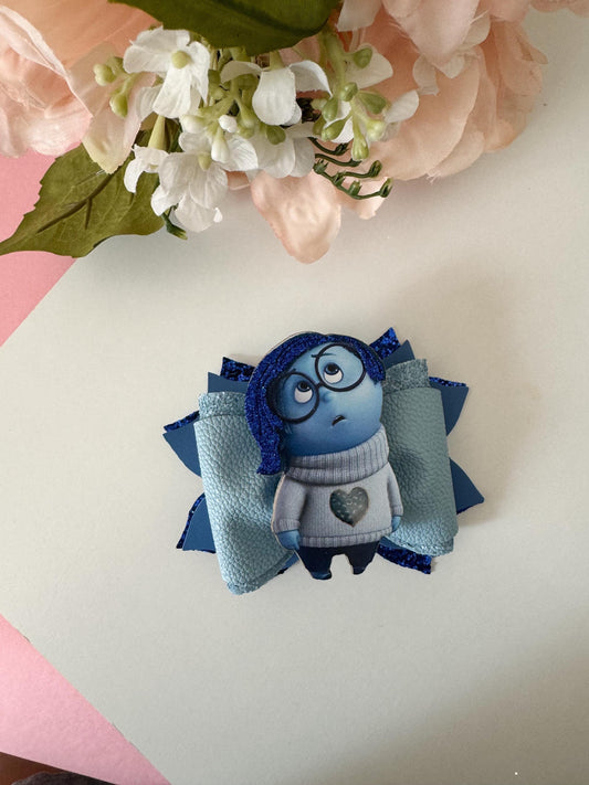 Sadness bow. Character bows, emotion bows, Hair bow, Hair accessories , emotion birthday gift , handmade bows, feeling characters