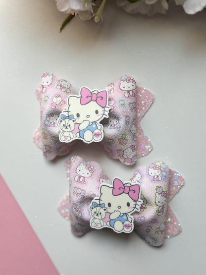 Hello cat  bow set. Bows. Hello bows. Theme bows . Character bows . Kitty bows , hello cat birthday