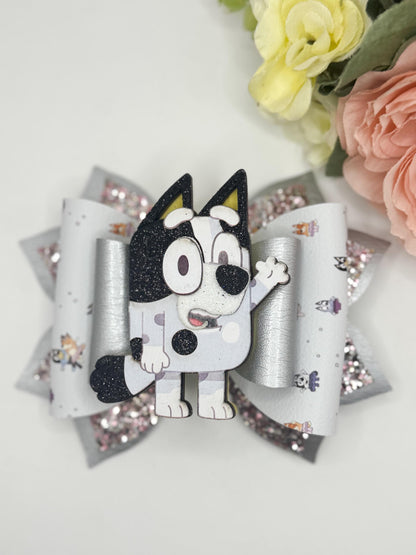 Blue dog bow. Muffin bow ,Character bows, bows, Hair bow, Hair accessories , muffin birthday  , blue dog accessories, handmade bows