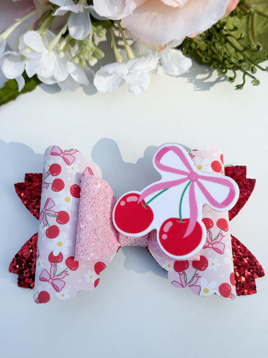 Cherry bows, cherry bow, bows, lazos, girly bows, girl accessories, cherries print ,handmade bows, girl trend accessories