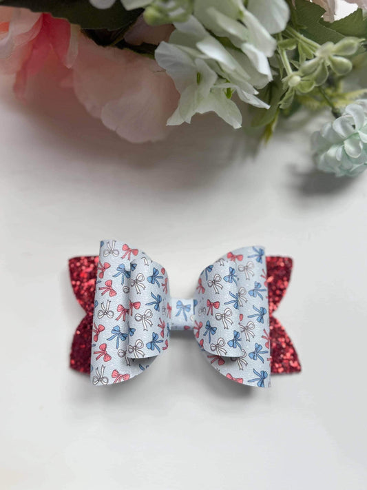 Blue red and white bows, Independence Day bow, bows, lazos, girly bows, girl accessories, 4th of July bows , handmade bows